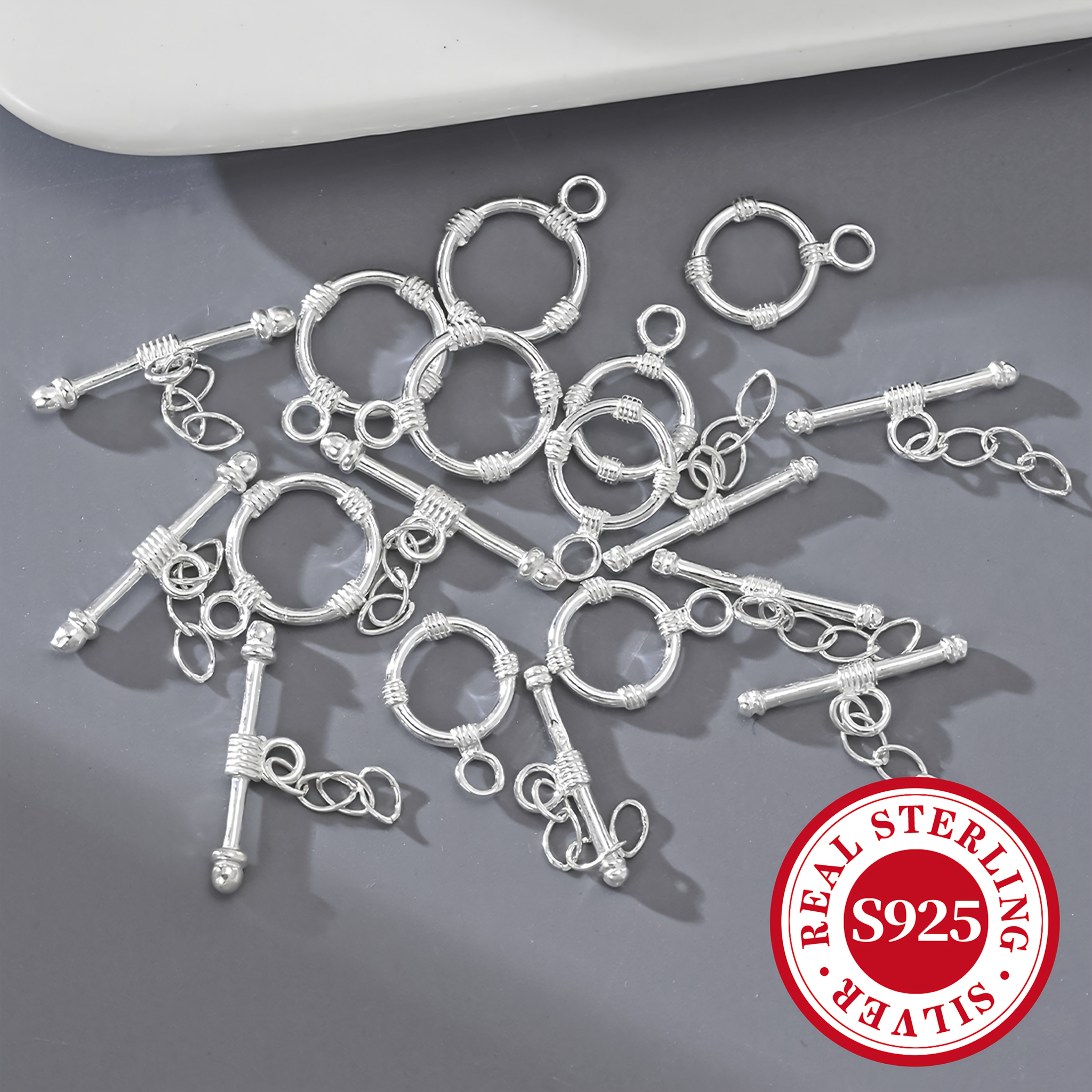 S925 Sterling Silver Round OT Clasp Accessories, 1 Pair Pack